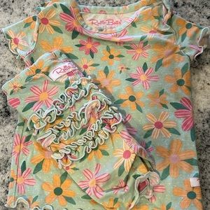 Floral ruffle butts ruffled pj set. 12-18 months